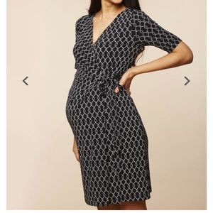 Maternity wrap dress in black and white